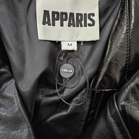 Apparis Priya Crocodile Embossed Faux Leather Trench Coat in Black Size M - Picture 7 of 9